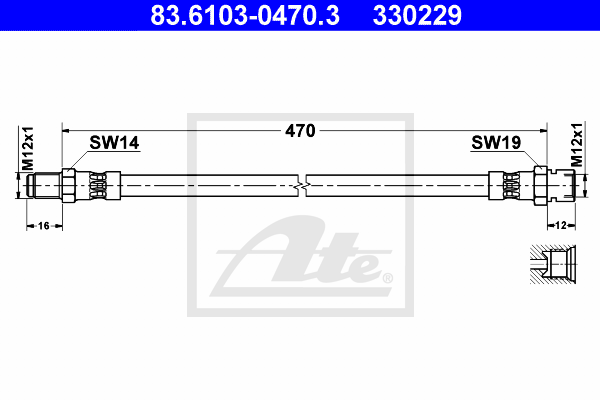 ATE 83.6103-0470.3 Flessibile del freno-Flessibile del freno-Ricambi Euro