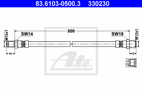 ATE 83.6103-0500.3 Flessibile del freno-Flessibile del freno-Ricambi Euro