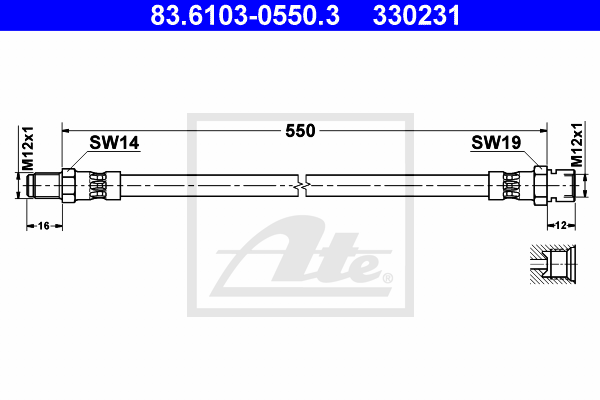 ATE 83.6103-0550.3 Flessibile del freno-Flessibile del freno-Ricambi Euro