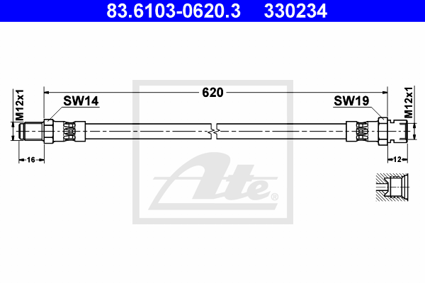 ATE 83.6103-0620.3 Flessibile del freno-Flessibile del freno-Ricambi Euro