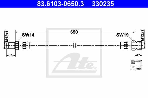 ATE 83.6103-0650.3 Flessibile del freno