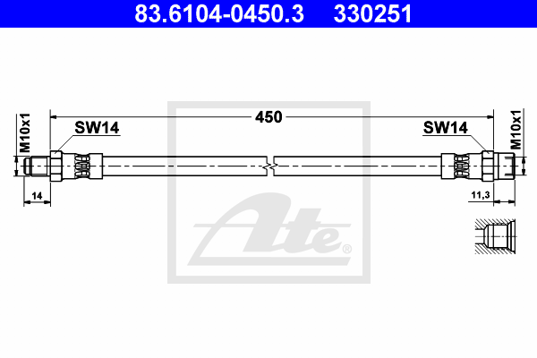 ATE 83.6104-0450.3 Flessibile del freno-Flessibile del freno-Ricambi Euro