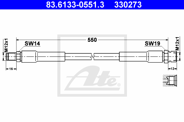 ATE 83.6133-0551.3 Flessibile del freno-Flessibile del freno-Ricambi Euro
