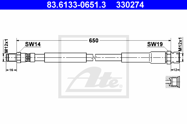 ATE 83.6133-0651.3 Flessibile del freno-Flessibile del freno-Ricambi Euro