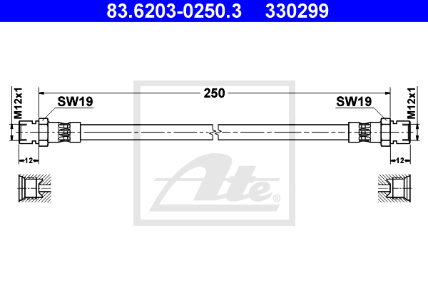 ATE 83.6203-0250.3 Flessibile del freno-Flessibile del freno-Ricambi Euro