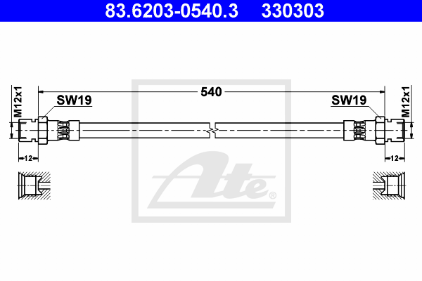 ATE 83.6203-0540.3 Flessibile del freno