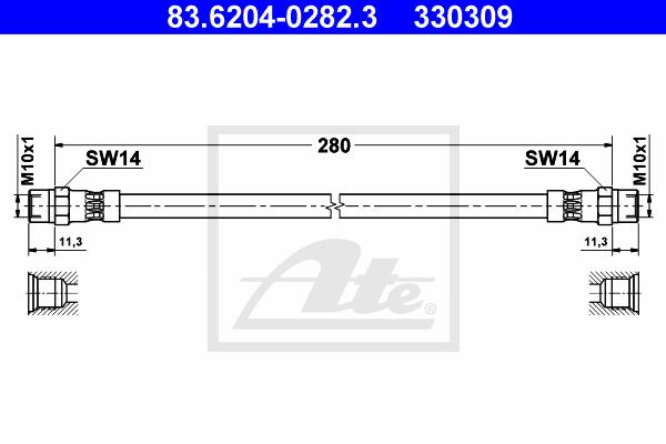 ATE 83.6204-0282.3 Flessibile del freno