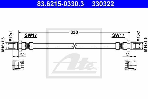 ATE 83.6215-0330.3 Flessibile del freno