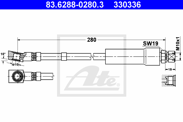 ATE 83.6288-0280.3 Flessibile del freno-Flessibile del freno-Ricambi Euro