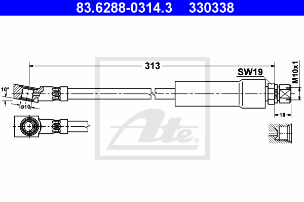 ATE 83.6288-0314.3 Flessibile del freno