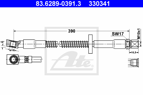 ATE 83.6289-0391.3 Flessibile del freno