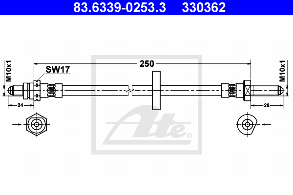 ATE 83.6339-0253.3 Flessibile del freno