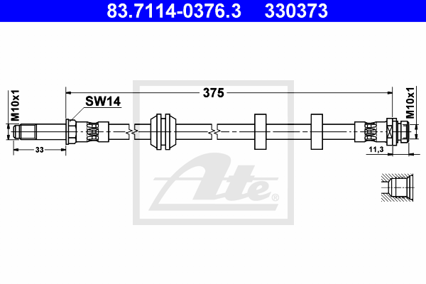 ATE 83.7114-0376.3 Flessibile del freno-Flessibile del freno-Ricambi Euro