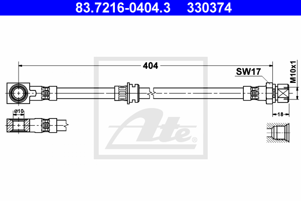 ATE 83.7216-0404.3 Flessibile del freno