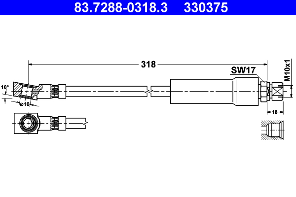 ATE 83.7288-0318.3 Bremsschlauch