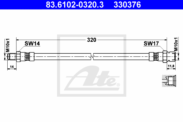 ATE 83.6102-0320.3 Flessibile del freno-Flessibile del freno-Ricambi Euro