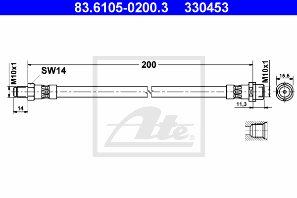 ATE 83.6105-0200.3 Flessibile del freno-Flessibile del freno-Ricambi Euro