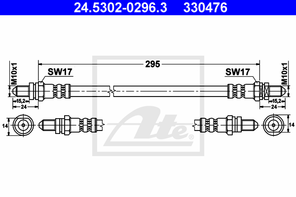 ATE 24.5302-0296.3 Flessibile del freno-Flessibile del freno-Ricambi Euro