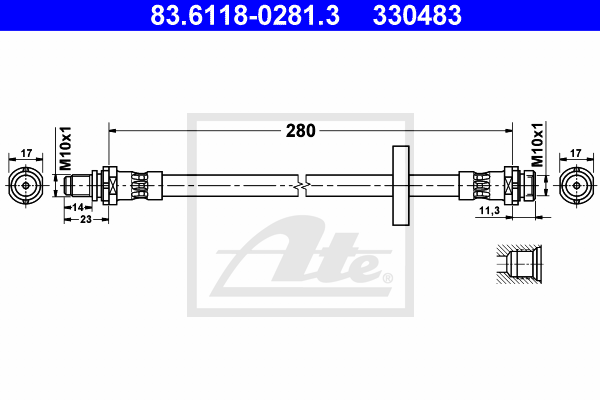 ATE 83.6118-0281.3 Flessibile del freno