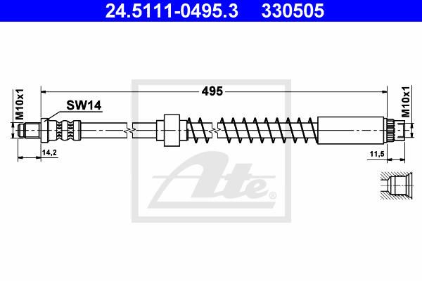 ATE 24.5111-0495.3 Flessibile del freno-Flessibile del freno-Ricambi Euro