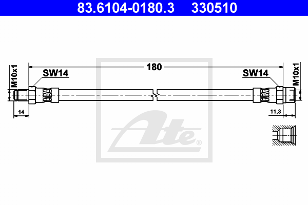 ATE 83.6104-0180.3 Flessibile del freno-Flessibile del freno-Ricambi Euro