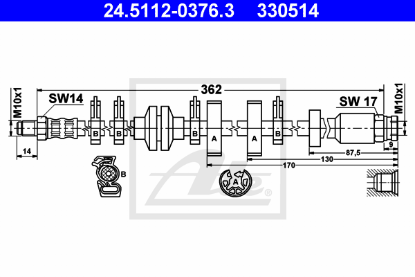 ATE 24.5112-0376.3 Flessibile del freno-Flessibile del freno-Ricambi Euro