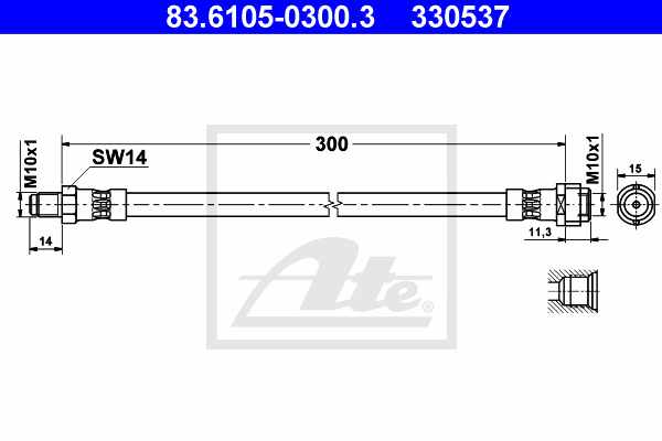ATE 83.6105-0300.3 Flessibile del freno-Flessibile del freno-Ricambi Euro