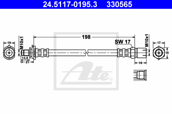 ATE 24.5117-0195.3 Flessibile del freno