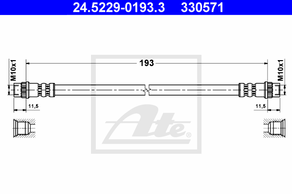 ATE 24.5229-0193.3 Flessibile del freno-Flessibile del freno-Ricambi Euro