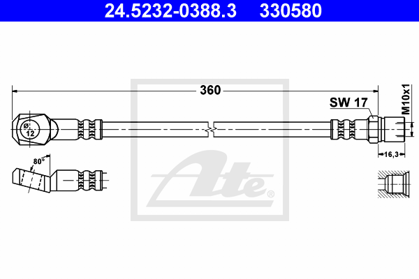 ATE 24.5232-0388.3 Flessibile del freno