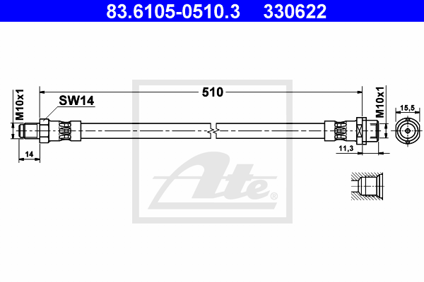 ATE 83.6105-0510.3 Flessibile del freno-Flessibile del freno-Ricambi Euro