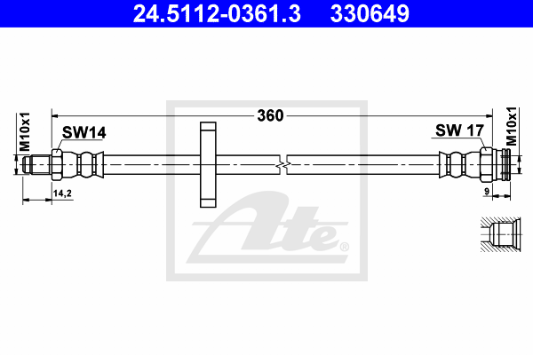 ATE 24.5112-0361.3 Flessibile del freno-Flessibile del freno-Ricambi Euro