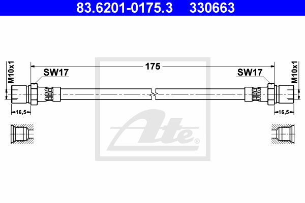ATE 83.6201-0175.3 Flessibile del freno
