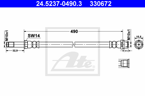 ATE 24.5237-0490.3 Flessibile del freno