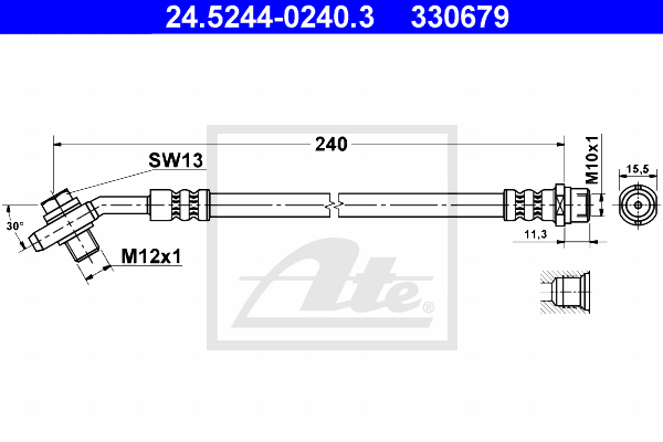 ATE 24.5244-0240.3 Flessibile del freno-Flessibile del freno-Ricambi Euro