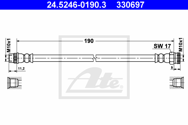 ATE 24.5246-0190.3 Flessibile del freno-Flessibile del freno-Ricambi Euro