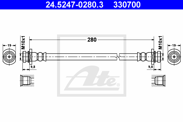 ATE 24.5247-0280.3 Flessibile del freno-Flessibile del freno-Ricambi Euro