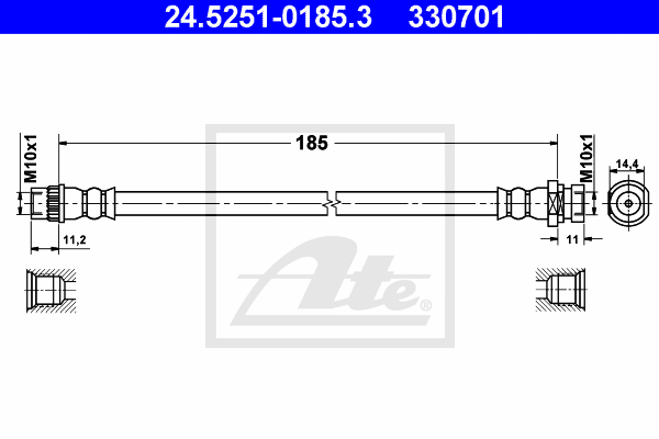 ATE 24.5251-0185.3 Flessibile del freno-Flessibile del freno-Ricambi Euro