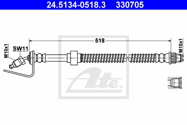 ATE 24.5134-0518.3 Flessibile del freno-Flessibile del freno-Ricambi Euro