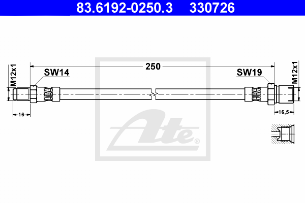 ATE 83.6192-0250.3 Flessibile del freno-Flessibile del freno-Ricambi Euro