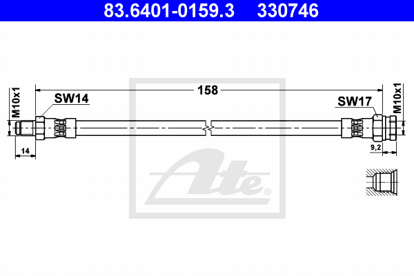 ATE 83.6401-0159.3 Flessibile del freno