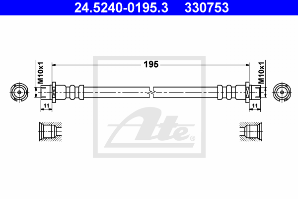 ATE 24.5240-0195.3 Flessibile del freno-Flessibile del freno-Ricambi Euro