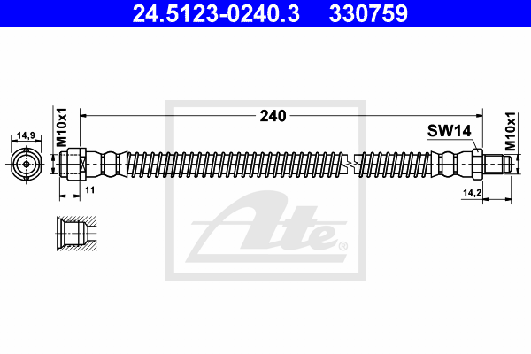 ATE 24.5123-0240.3 Flessibile del freno