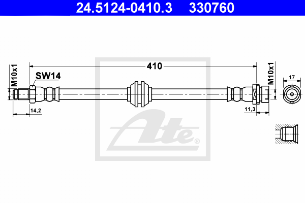 ATE 24.5124-0410.3 Flessibile del freno-Flessibile del freno-Ricambi Euro