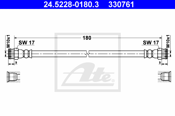 ATE 24.5228-0180.3 Flessibile del freno-Flessibile del freno-Ricambi Euro