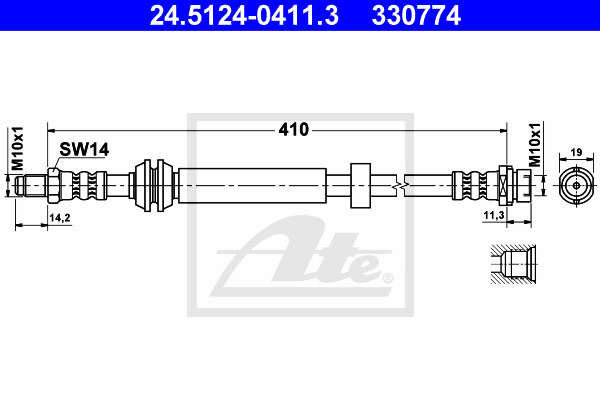 ATE 24.5124-0411.3 Flessibile del freno