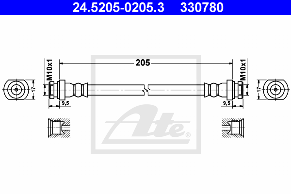 ATE 24.5205-0205.3 Flessibile del freno-Flessibile del freno-Ricambi Euro