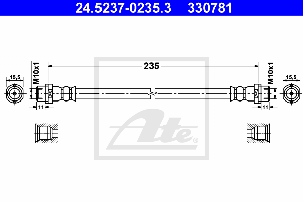 ATE 24.5237-0235.3 Flessibile del freno-Flessibile del freno-Ricambi Euro