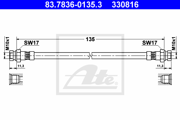 ATE 83.7836-0135.3 Flessibile del freno-Flessibile del freno-Ricambi Euro