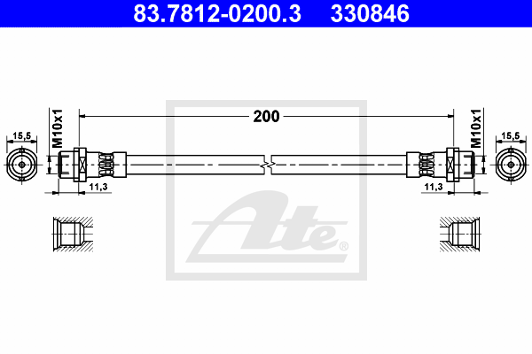 ATE 83.7812-0200.3 Flessibile del freno